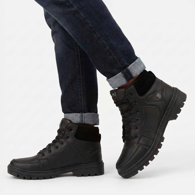 Bota Coturno Masculina Mac & Jac Detalhe Camurça Preto