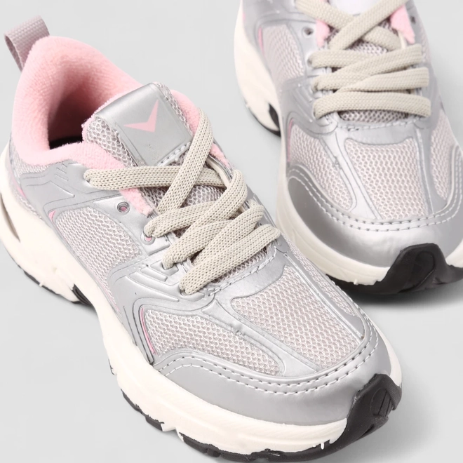 Tênis Casual Infantil Vertus Mesh Cinza Rosa