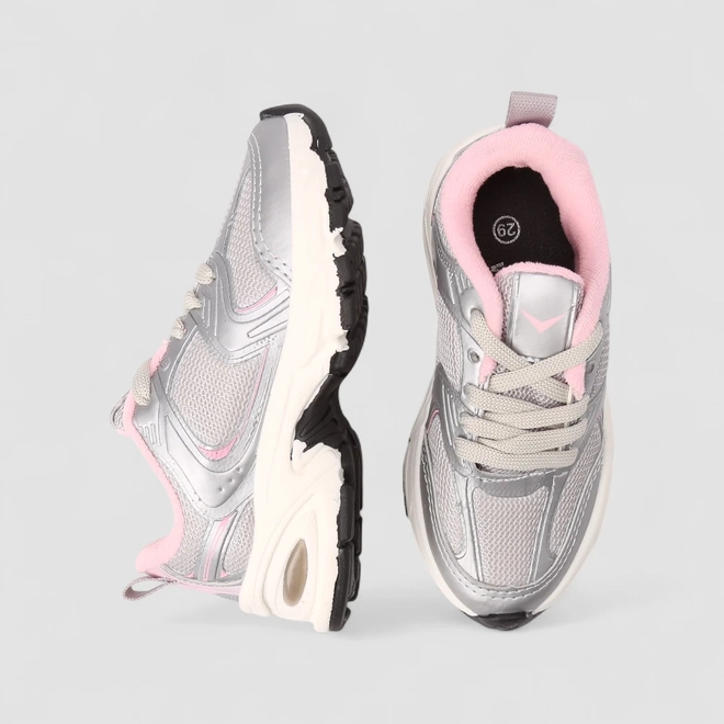 Tênis Casual Infantil Vertus Mesh Cinza Rosa