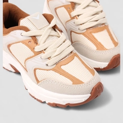 Tênis Casual Infantil Vertus Detalhe Mesh Bege & Caramelo