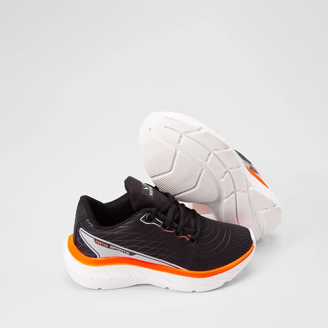 Tênis Esportivo Infantil Vertus Preto & Laranja