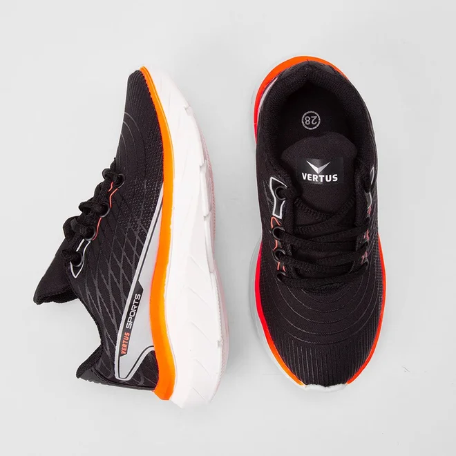 Tênis Esportivo Infantil Vertus Preto & Laranja