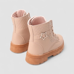 Bota Coturno Infantil Gabrielinha Enfeite Estrela & Rebite Nude