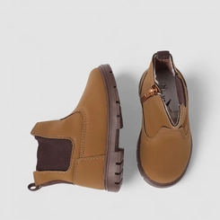 Bota Chelsea Bebê Vertus Zíper Caramelo