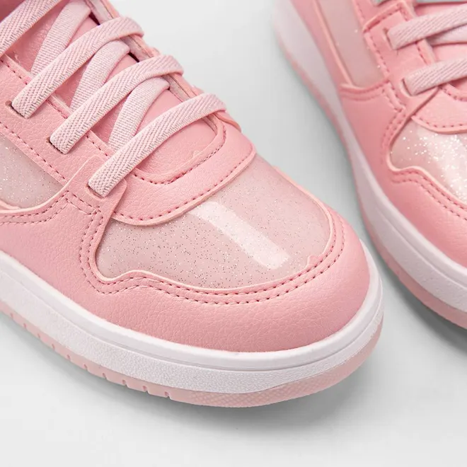 Tênis Casual Infantil Gabrielinha Cano Alto Recortes Glitter Rosa