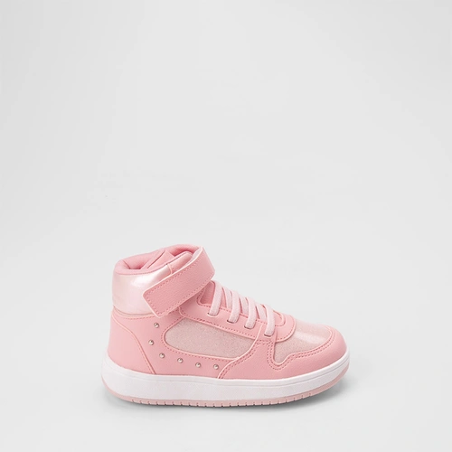 Tênis Casual Infantil Gabrielinha Cano Alto Recortes Glitter Rosa