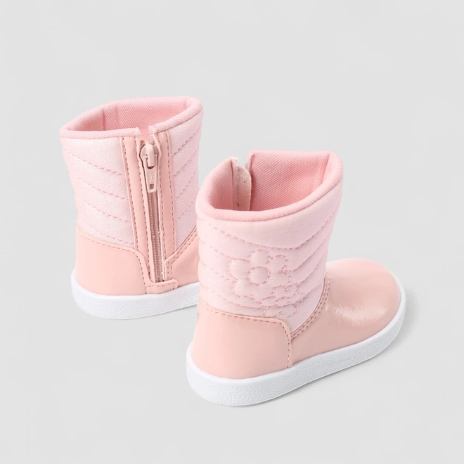 Bota Bebê Gabrielinha Detalhe Holográfico Verniz Rosa