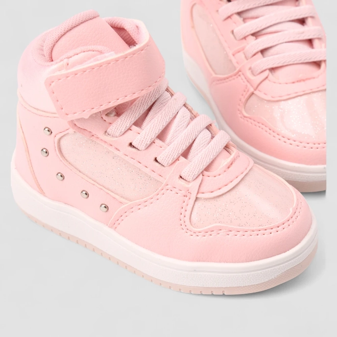 Tênis Casual Bebê Gabrielinha Glitter Holográfico Tira Contato Rosa