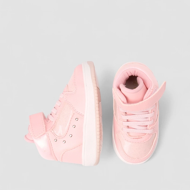Tênis Casual Bebê Gabrielinha Glitter Holográfico Tira Contato Rosa