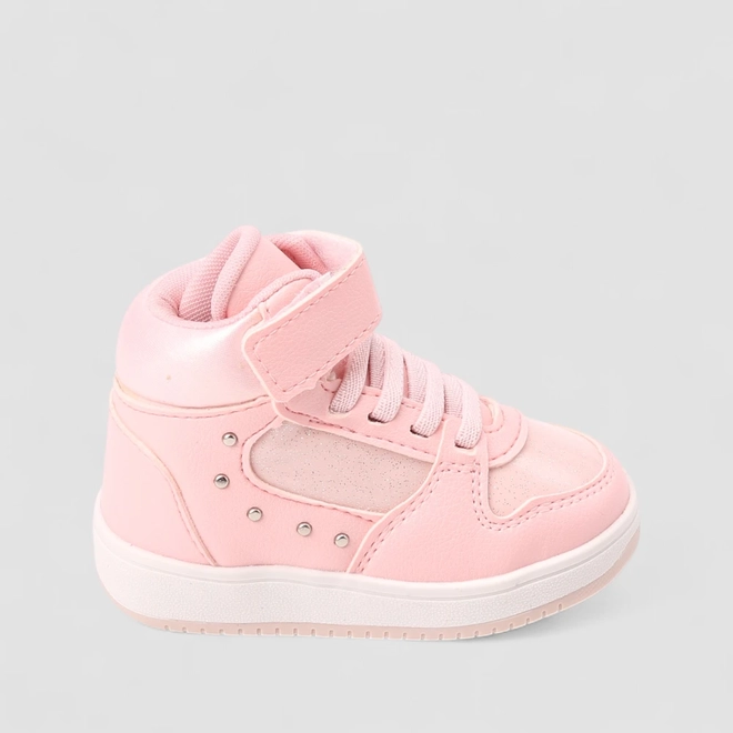 Tênis Casual Bebê Gabrielinha Glitter Holográfico Tira Contato Rosa
