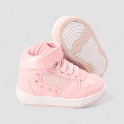 Tênis Casual Bebê Gabrielinha Glitter Holográfico Tira Contato Rosa