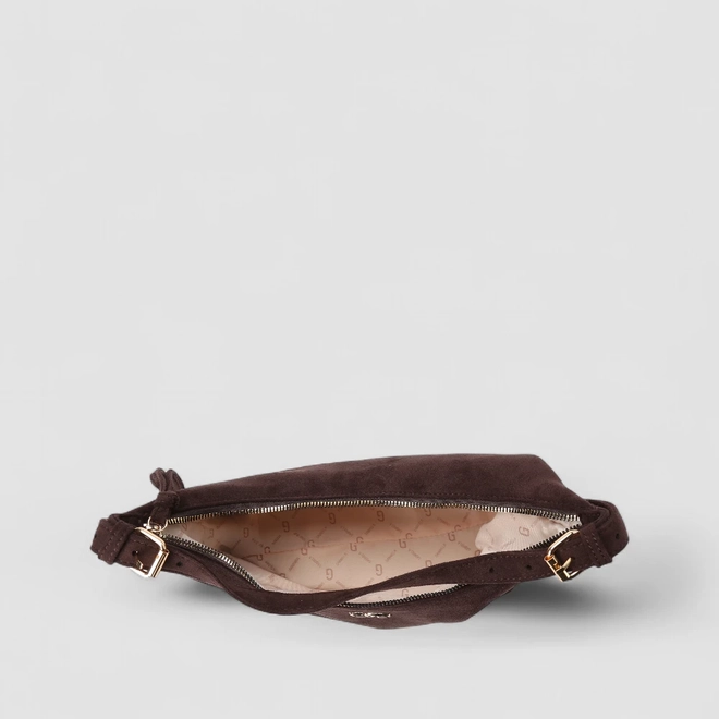 Bolsa De Ombro Gabriela Pequena Transversal Camurça Marrom