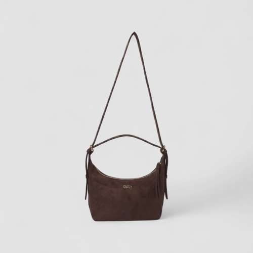 Bolsa De Ombro Gabriela Pequena Transversal Camurça Marrom