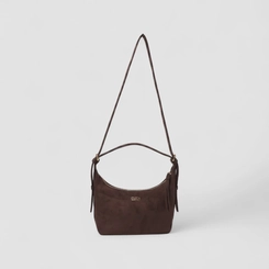 Bolsa De Ombro Gabriela Pequena Transversal Camurça Marrom