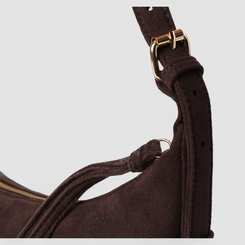 Bolsa De Ombro Gabriela Pequena Transversal Camurça Marrom