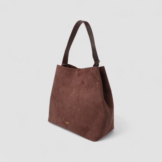 Bolsa Hobo Gabriela Média Camurça Enfeite Lateral Marrom