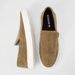 Mocassim Masculino Woche Camurça Bege