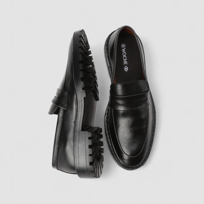 Sapato Social Masculino Woche Loafer Tratorado Preto