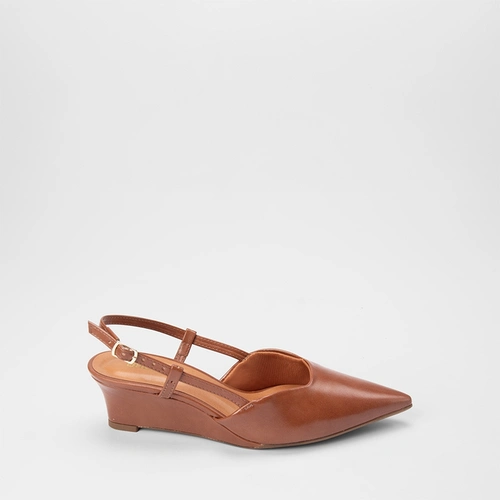 Scarpin Slingback Feminino Gabriela Anabela Caramelo
