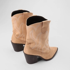 Bota Feminina Gabriela Country Texana Cano Médio Salto Bloco Bege