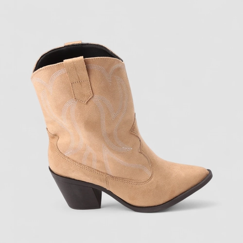 Bota Country Feminina Gabriela Salto Bloco Bege