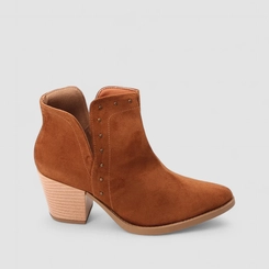 Ankle Boot Feminina Gabriela Nobuck Detalhe Rebite Caramelo