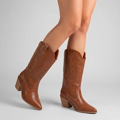 Bota Feminina Gabriela Country Texana Cano Alto Caramelo