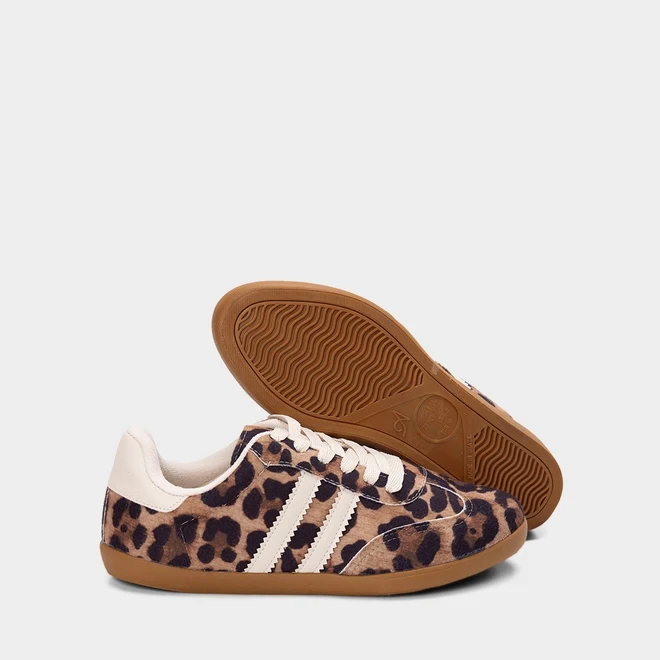 Tênis Casual Feminino Penélope Camurça Animal Print Onça Multicolor