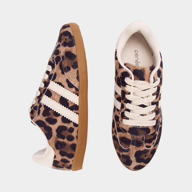 Tênis Casual Feminino Penélope Camurça Animal Print Onça Multicolor