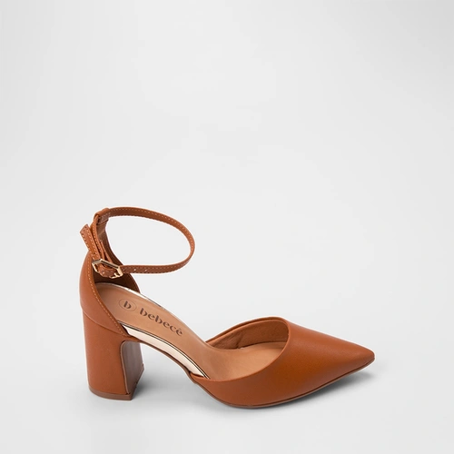 Scarpin Feminino Bebecê Salto Bloco Médio Caramelo