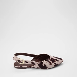 Sapatilha Slingback Feminina Gabriela Recorte Animal Print Vaca Multicolor