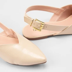 Sapatilha Slingback Feminina Gabriela Recorte Verniz Amarelo