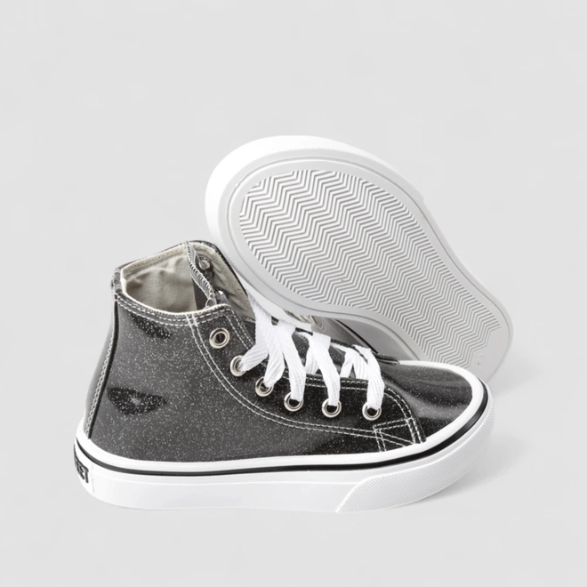 Tênis Casual Infantil Star Feet Glitter Preto