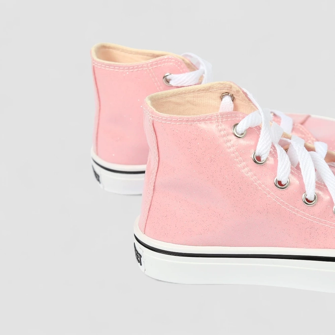Tênis Casual Infantil Star Feet Cano Médio Glitter Rosa
