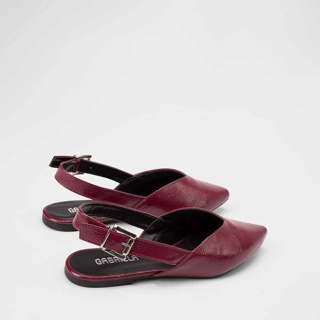 Sapatilha Slingback Feminina Gabriela Recorte Verniz Vinho