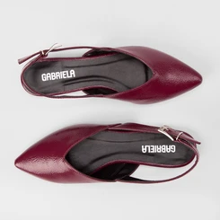 Sapatilha Slingback Feminina Gabriela Recorte Verniz Vinho