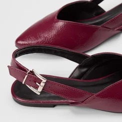 Sapatilha Slingback Feminina Gabriela Recorte Verniz Vinho