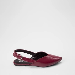 Sapatilha Slingback Feminina Gabriela Recorte Verniz Vinho
