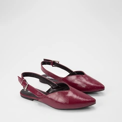 Sapatilha Slingback Feminina Gabriela Recorte Verniz Vinho