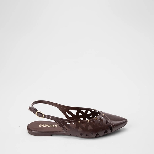 Vista 2 Sapatilha Slingback Gabriela Recortes Vazados Marrom GABRIELA Marrom