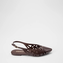 Sapatilha Slingback Feminina Gabriela Recortes Vazados Marrom