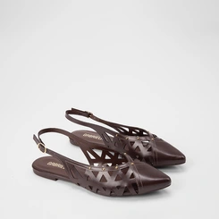 Sapatilha Slingback Feminina Gabriela Recortes Vazados Marrom