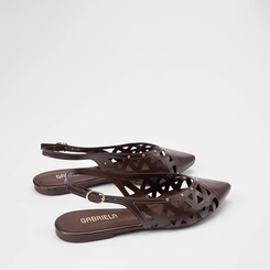 Sapatilha Slingback Feminina Gabriela Recortes Vazados Marrom