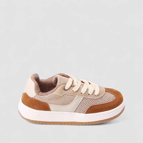 Tênis Casual Infantil Vertus Mesh Bege & Caramelo