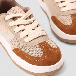 Tênis Casual Infantil Vertus Mesh Bege & Caramelo
