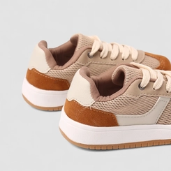 Tênis Casual Infantil Vertus Mesh Bege & Caramelo