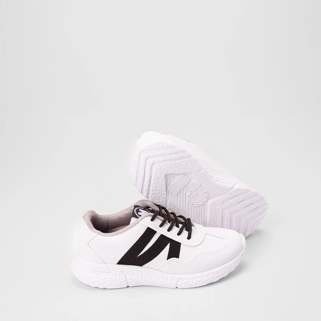 Tênis Casual Infantil Molekinho Detalhe Recorte Lateral Branco