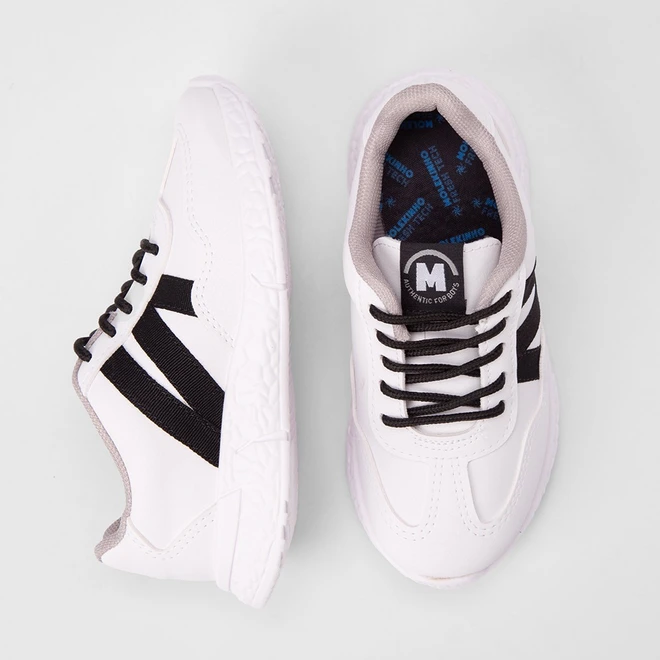 Tênis Casual Infantil Molekinho Detalhe Recorte Lateral Branco