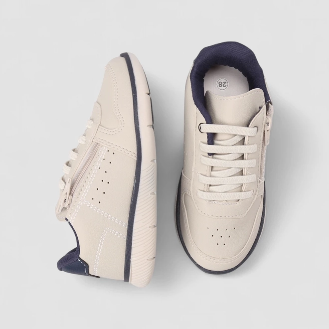 Tênis Casual Infantil Vertus Zíper Lateral Off White
