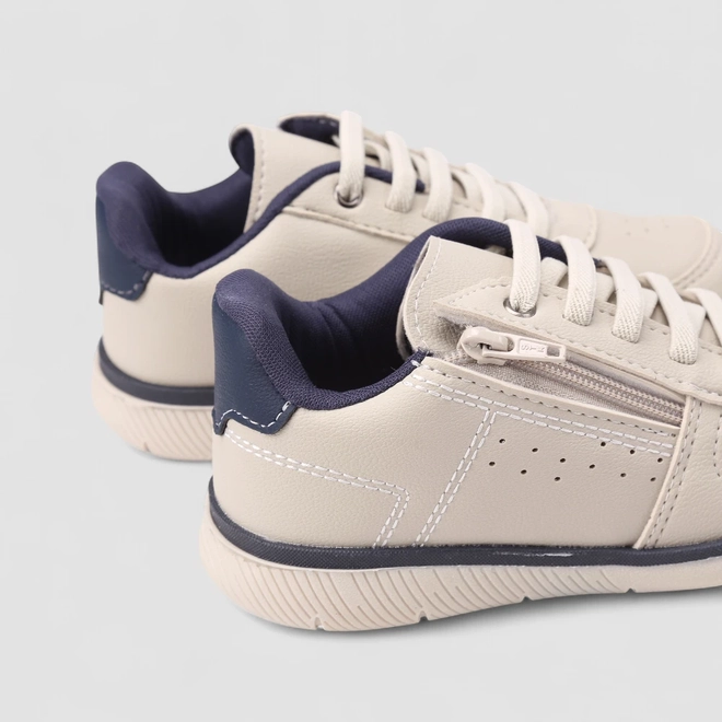 Tênis Casual Infantil Vertus Zíper Lateral Off White